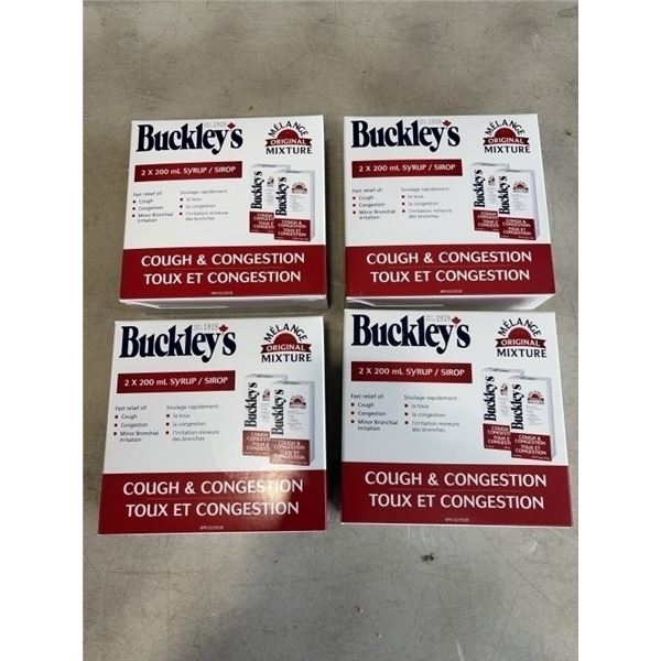 4 NEW 2PK BUCKLEY'S ORIGINAL MIXTURE COUGH AND CONGESTION SYRUP - 8 BOTTLES TOTAL, RETAIL $128