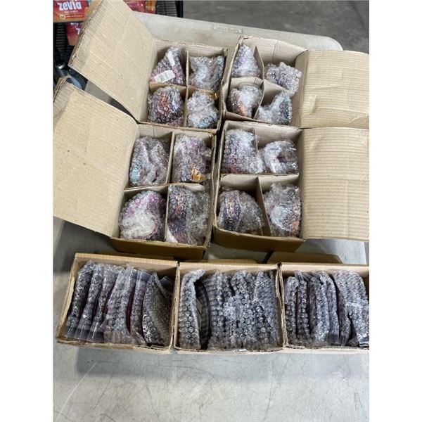 4 BOXES OF TEALIGHT HOLDERS AND 3 BOXES GLASS PILLAR HOLDERS