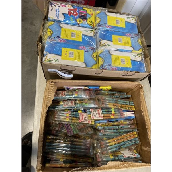 CASE OF BRILLIANCE 12 COLOURED PENCIILS AND BOX OF SOOTERS PENCILS