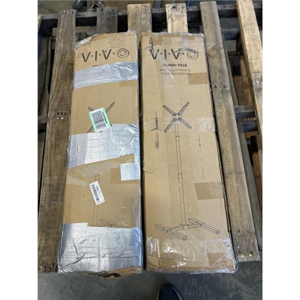 2 VIVO BLACK LARGE TV STANDS FOR TREADMILLS & ELLIPTICALS