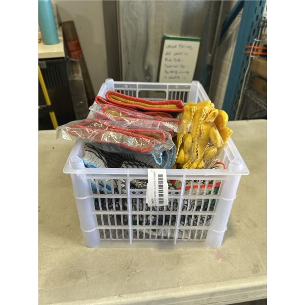 CRATE OF NEW WORK GLOVES, RUBBER GLOVES ETC