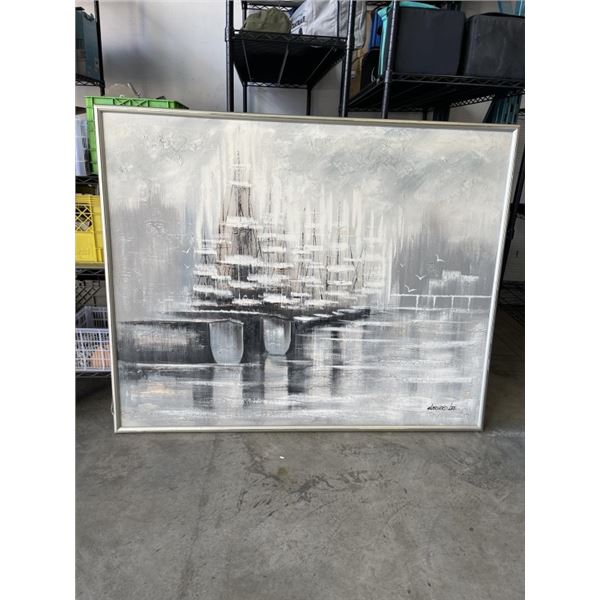 SIGNED HARVARD LEE OIL PAINTING, 49 X 62 INCH