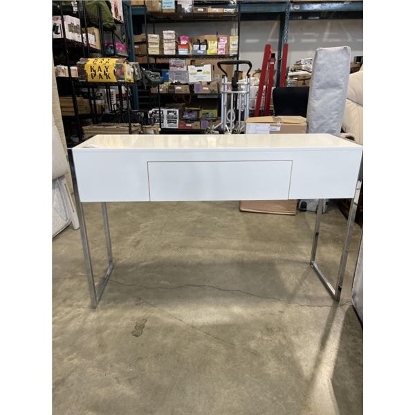 MODRN WHITE AND CHROME HALL TABLE