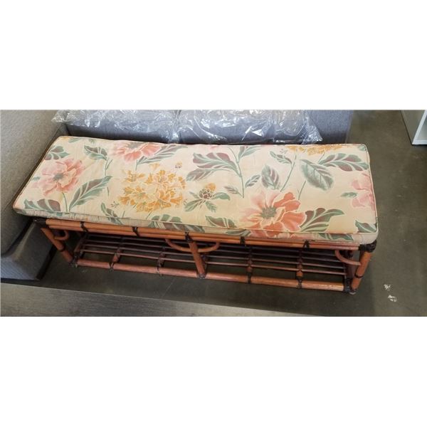 RATTAN BENCH W/ CUSHION