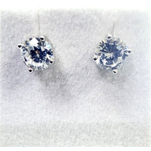 STERLING SILVER CZ ROUND SHAPE EARRINGS, W/A  $550.00.
