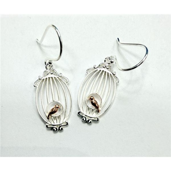 STERLING SILVER EARRING ROSE GOLD PLATED ELEMENT, W/A $350.00.