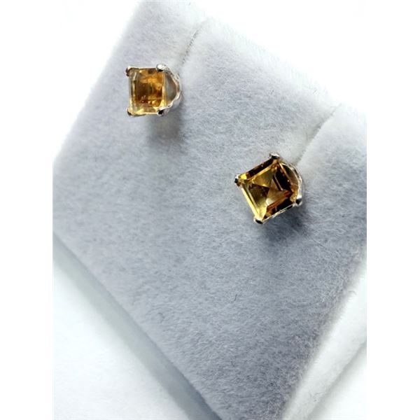 10KT WHITE GOLD NATURAL CITRINE EARRINGS, RETAIL $350.00. CITRINE IS THE BIRTHSTONE FOR NOVEMBER.