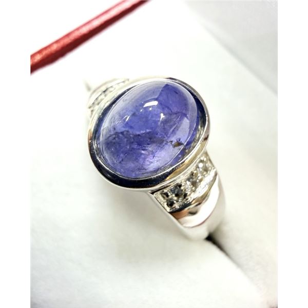 STERLING SILVER NATURAL TANZANITE RING, SIZE 7, RETAIL $500.00. TANZANITE IS THE BIRTHSTONE FOR DECE