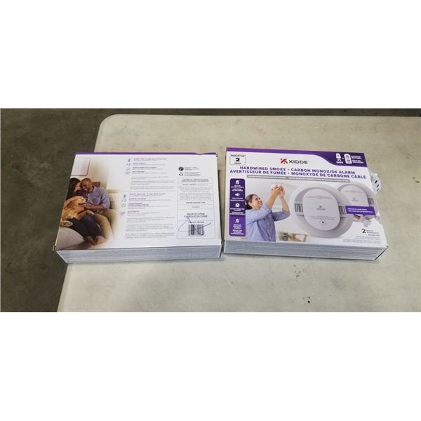 2 - 2 PACKS KIDDE HARDWIRED SMOKE + CARBON MONOXIDE ALARMS