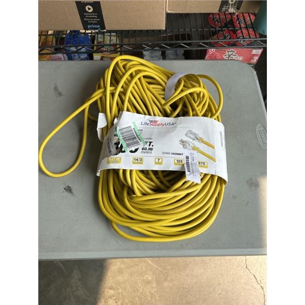 HEAVY DUTY 200 FEET YELLOW EXTENSION CORD. 14AWG/3C