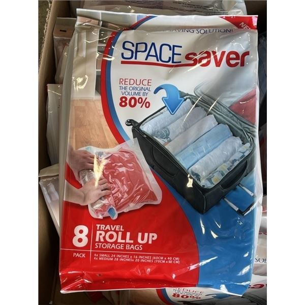 15 NEW PACKS OF 8 SPACE SAVER TRAVEL ROLL UP STORAGE BAGS