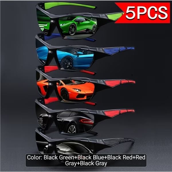 NEW FIVE-PIECE UNISEX WRAPAROUND STYLE SUNGLASSES