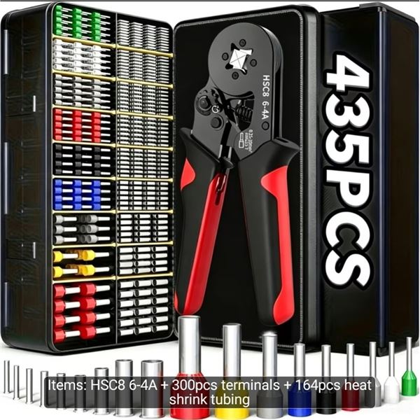 NEW 435 PIECE MINI ELECTRICAL CRIMP SET WITH CRIMPERS