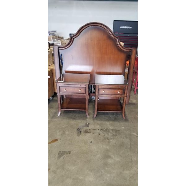 PAIR OF SAMUELSON CONTRACT MATCHING SINGLE DRAWER OPEN NIGHTSTANDS WITH TRAY AND SAMUELSON CONTRACT 