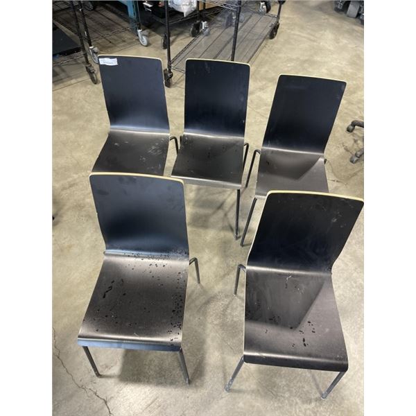5 WOOD STACKING CHAIRS