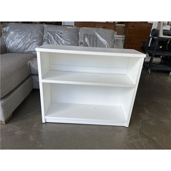 AS NEW 2 TIER BOOKSHELF 30" TALL 35 "AND HALF ACROSS