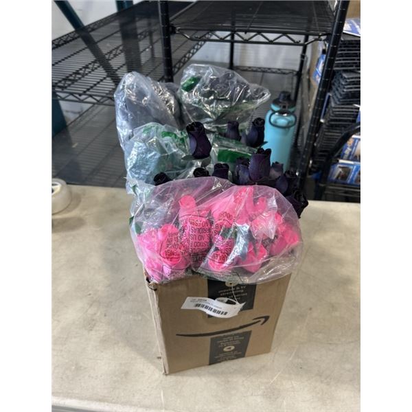 BOX OF ARTIFICIAL FLOWERS