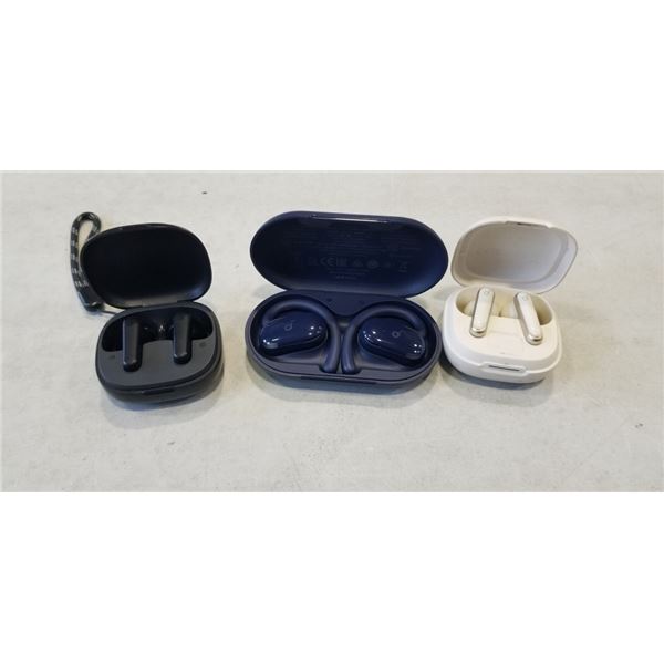 3 PAIRS OF SOUNDCORE BLUETOOTH EARBUD SETS