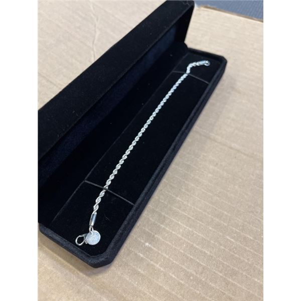 NEW S925 3.0MM TWSITED ROPE BRACELET, 8.5" LONG 925 STERLING SILVER W/ WHITE GOLD OVERLAY