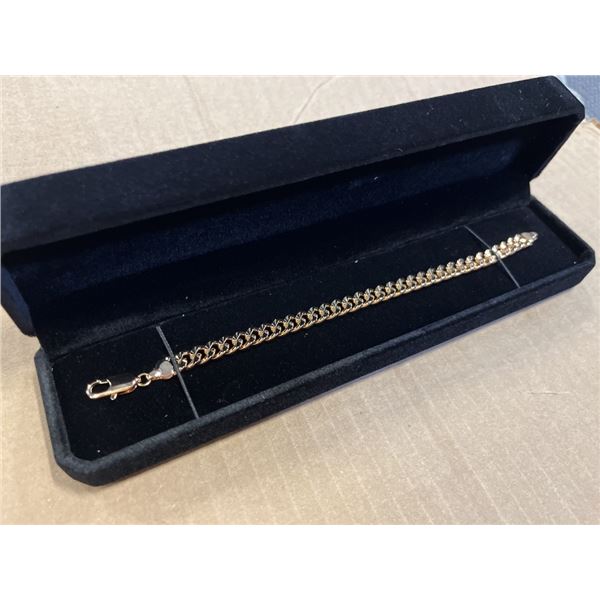 NEW 18K GOLD PLATED 8.0MM CUBAN LINK BRACELET 7.75" LONG
