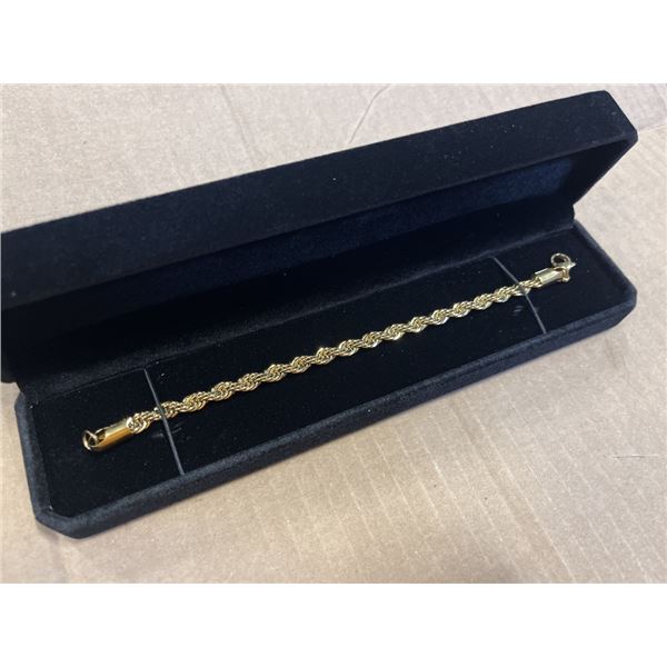 NEW 14K GOLD PLATED 6.0MM TWSITED ROPE BRACELET, 8" LONG