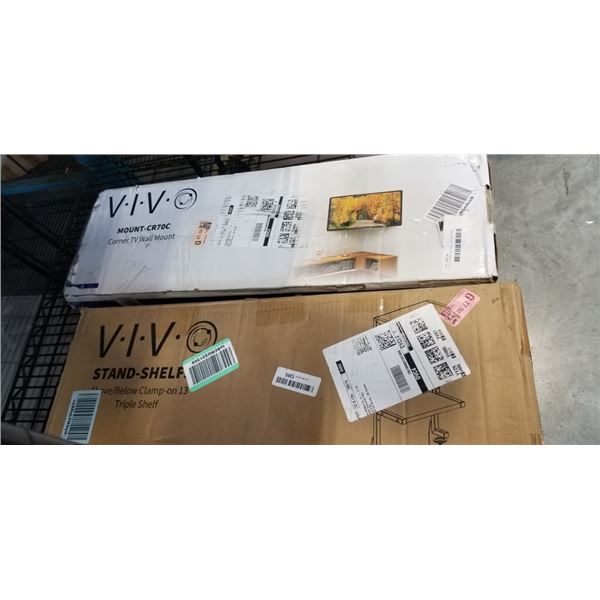 VIVO CORNER TV WALL MOUNT AND ABOVE/BELOW CLAMP-ON 13 TRIPLE SHELF