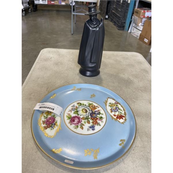 LIMOGES DECORATIVE PLATTER AND WEDGEWOOD FIGURE