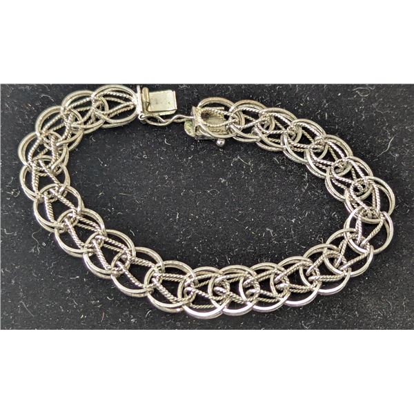 VTG Sterling Silver Double Link Charm Bracelet