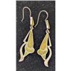 Image 1 : VTG Silver Tone Yellow Inlay Abstract Dangle Earrings