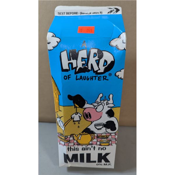 VTG A Herd of Laughter Novelty Milk Carton Box w/ T-Shirt