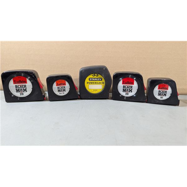 Lot of Five Tape Measures w/ Stanley, Lufkin