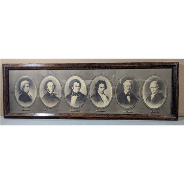 VTG Framed Great Composers w/ Mozart, Beethoven, & More