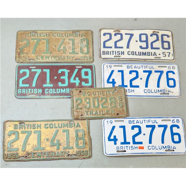 Lot of Assorted VTG British Columbia License Plates