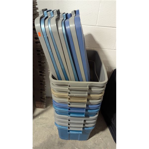 Lot of Ten Rubbermaid Tote Bins w/ Lids