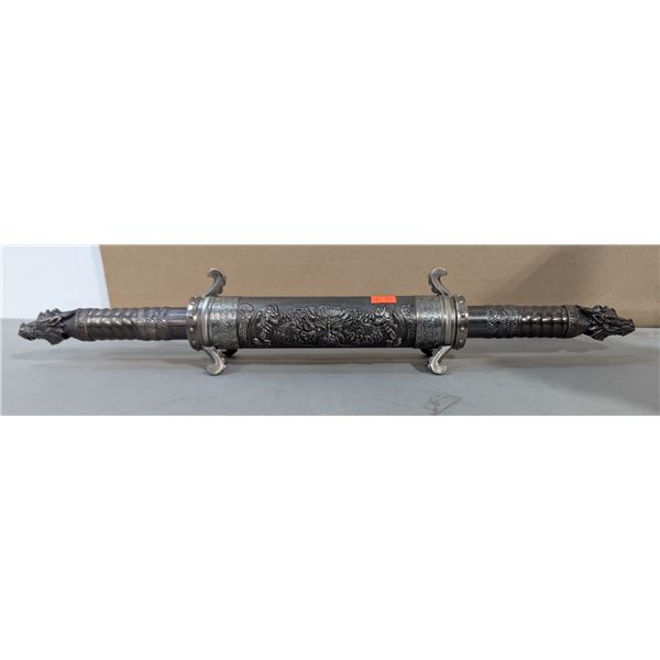 Fantasy Twin Dragon Dagger Set w/ Ornate Scabbard & Etched Blades
