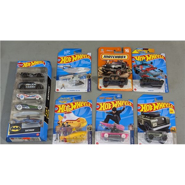 Assorted Toy Cars w/ Matchbox Jeep, Hot Wheels Batman Set & Startrek, & More