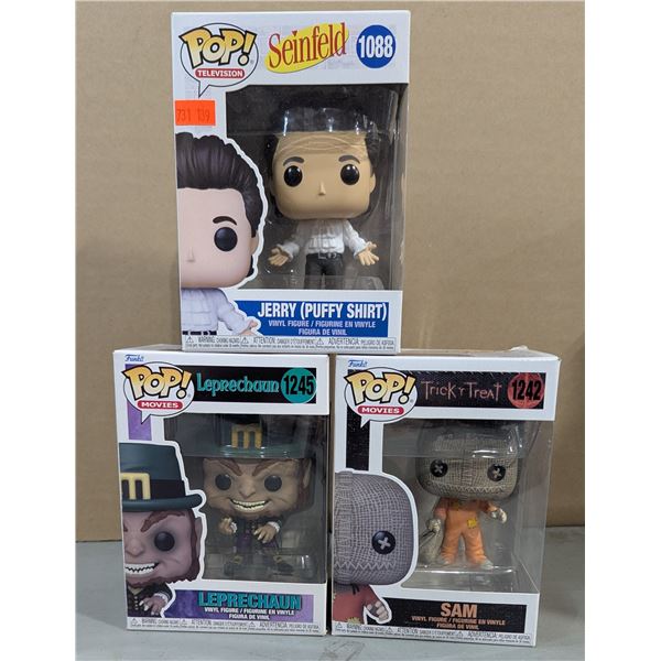 Funko Pop Lot w/ Jerry from Seinfeld, Leprechaun, & Sam from Trick R Treat