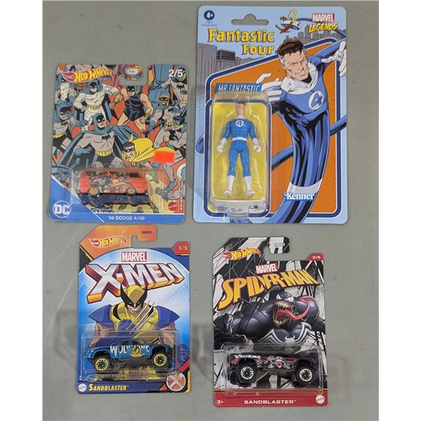 Batman, Wolverine & Venom Hot Wheels w/ Mr. Fantastic Figure