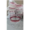 Image 2 : VTG Ruby Red & Clear Glass Stemware Collection - Goblets, Sherbets & More
