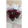 Image 4 : VTG Ruby Red & Clear Glass Stemware Collection - Goblets, Sherbets & More