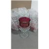 Image 5 : VTG Ruby Red & Clear Glass Stemware Collection - Goblets, Sherbets & More
