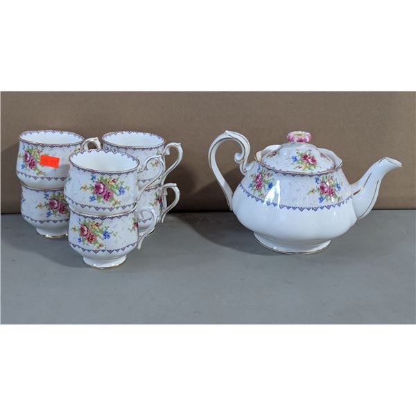 VTG Royal Albert Petit Point Bone China Teapot & Cup Set - England