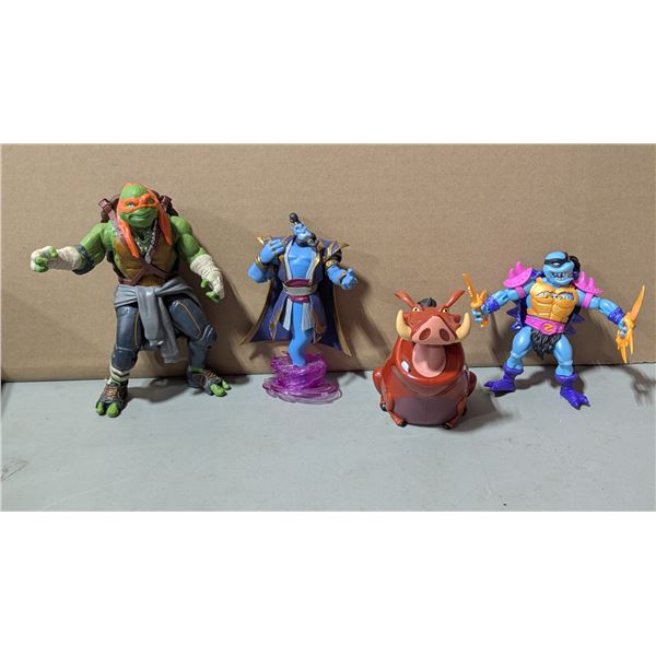 Variety Figurine Lot w/ Teenage Mutant Ninja Turtles, Pumba, Genie