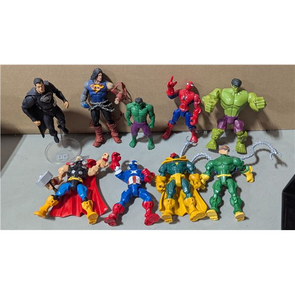 Variety Figurine Lot w/ Hulk, Spider-Man, Captain America, Superman & More
