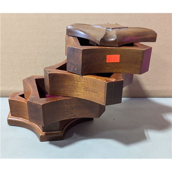 Wooden Swivel Jewelry Box w/ Rotating Drawers