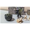 Image 3 : Asian Decorative Curio Lot w/ Three Wise Women Figures, Hardstone Cup & More