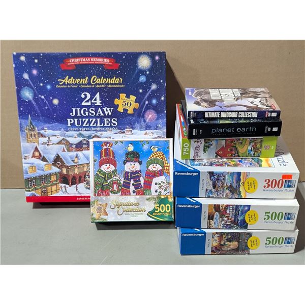 Variety Lot w/ Assorted Puzzles, Planet Earth & Ultimate Dinosaur Collection