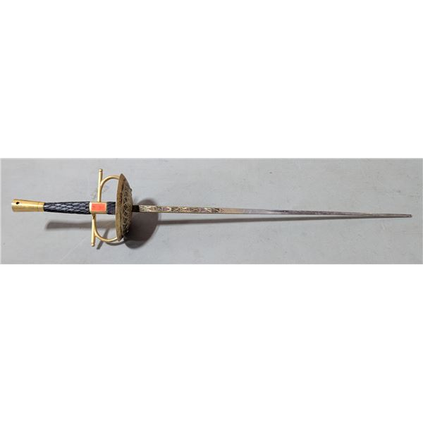 VTG Spanish Toledo-Style Decorative Cup-Hilt Rapier w/ Enamel Inlay