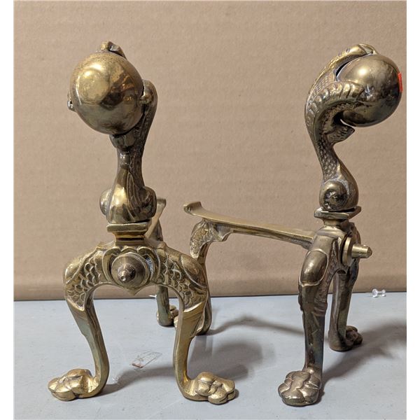 VTG Pair of Brass Fireplace Andirons (Fire Dogs)