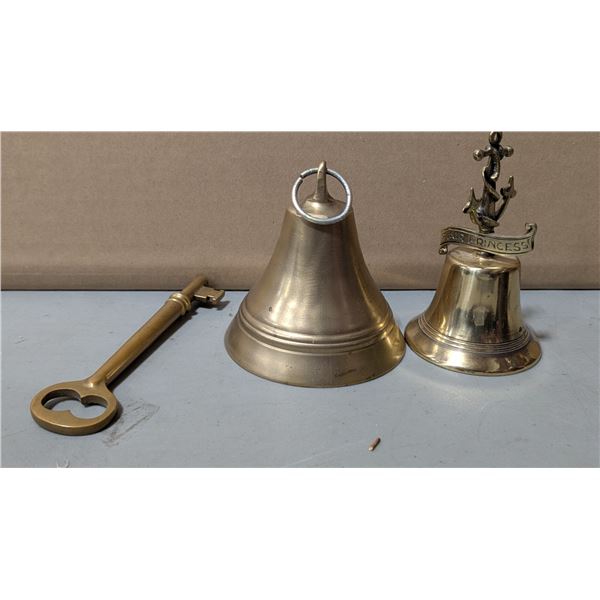 VTG Brass Lot w/ Bells & Key